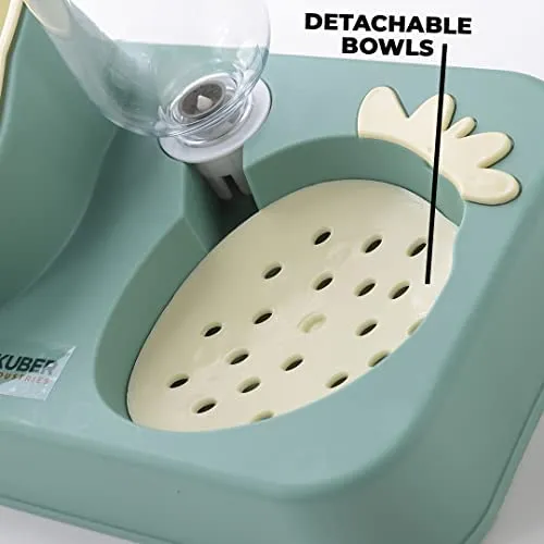 Urbane Home 2-in-1 Cat & Dog Bowl Set With Replaceable Water Bottle|Detachable Cat Bowl Set|Premium PP & ABS Plastic|Non-Toxic|Suitable For Small & Medium Pets|PT303M|Light Green